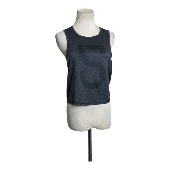 Alala gray black back mesh detail tie back athletic tank top size small - Picture 9 of 11